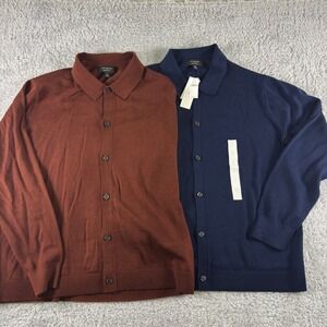 Banana Republic Mens Merino Wool Cardigan Sweater 2 Pack Navy Rust Size Large